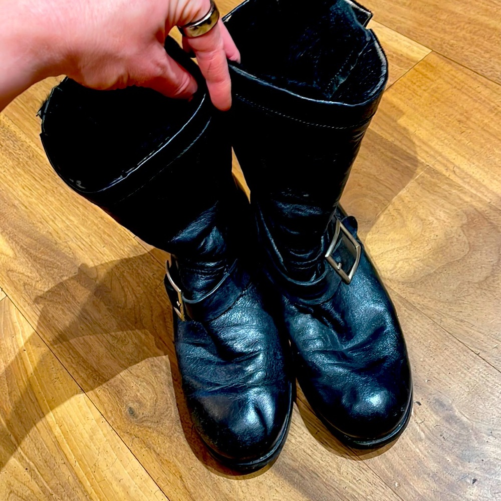 Jimmy Choo - rabbit fur lined moto boots